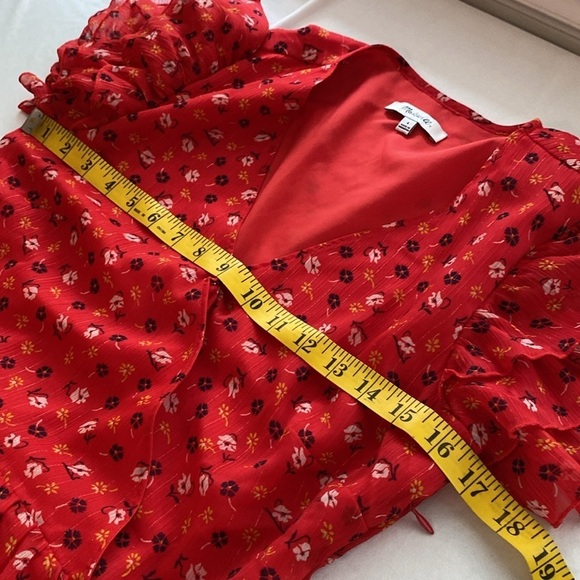 Madewell blouse peplum shirt tiered ruffled sleeves V-neck side zipper Size 4 - Picture 5 of 11